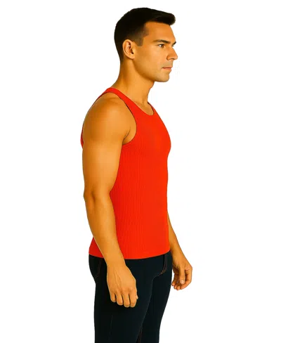 Galaxy By Harvic Men's Heavyweight Ribbed Tank Top In Red