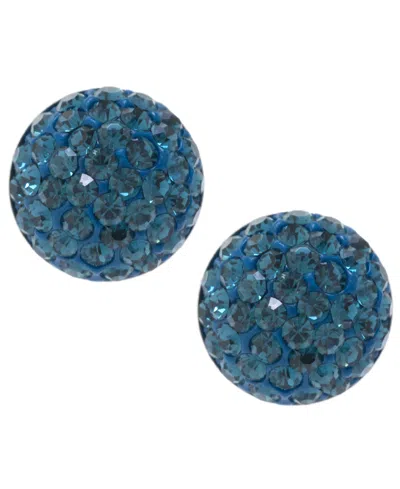 Macy's Blue Crystal Pave Dome Cluster Stud Earrings In Sterling Silver