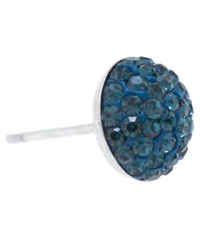 Macy's Blue Crystal Pave Dome Cluster Stud Earrings In Sterling Silver