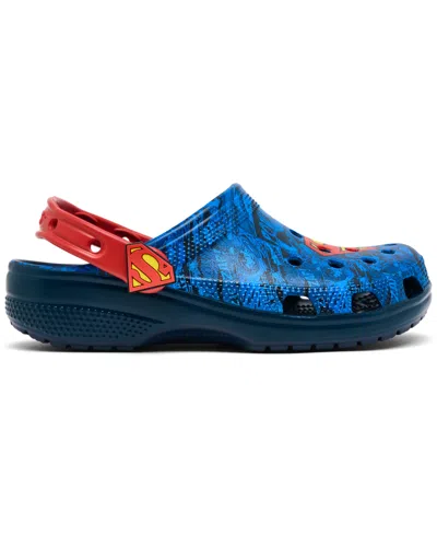 Crocs X Superman Big Kids Classic Clogs From Finish Line In Blue