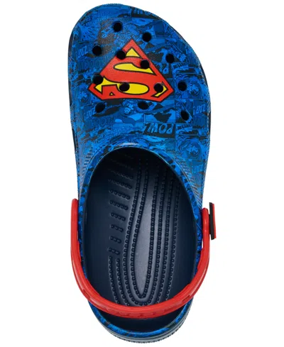 Crocs X Superman Big Kids Classic Clogs From Finish Line In Blue