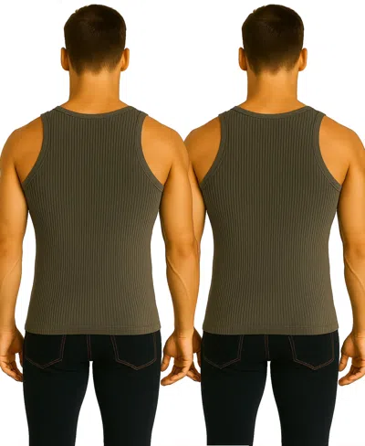 Galaxy By Harvic Men's 2-pack Heavyweight Ribbed Tank Top In Gray
