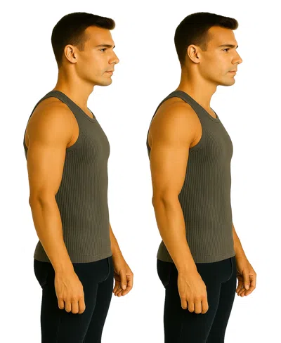 Galaxy By Harvic Men's 2-pack Heavyweight Ribbed Tank Top In Gray