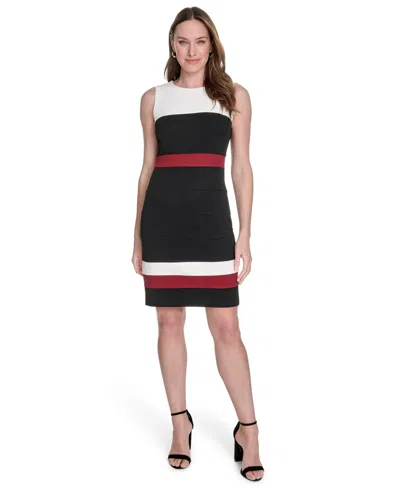 Tommy Hilfiger Women's Scuba Crepe Colorblocked Sheath Dress In Multi