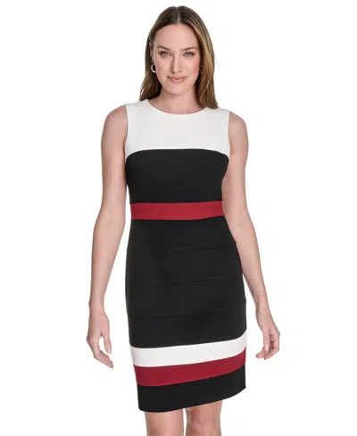Tommy Hilfiger Women's Scuba Crepe Colorblocked Sheath Dress In Multi