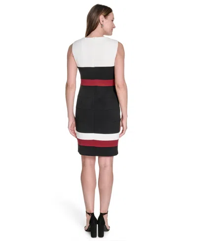 Tommy Hilfiger Women's Scuba Crepe Colorblocked Sheath Dress In Multi