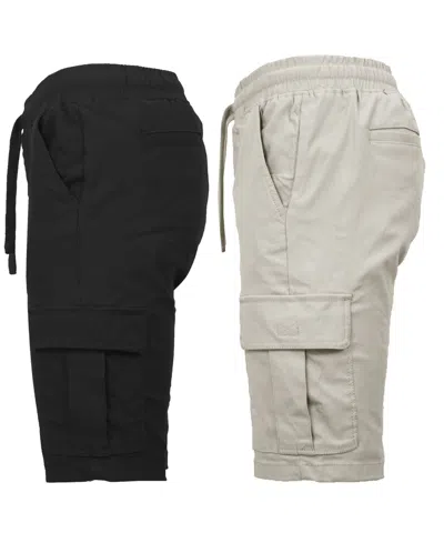 Galaxy By Harvic Men's 2-pack Super Flex Stretch Cargo Jogger Shorts In Black
