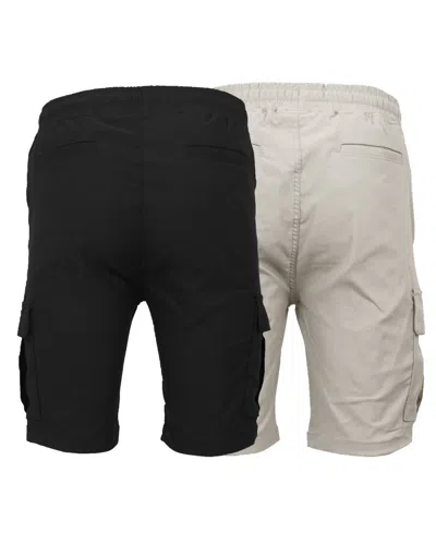 Galaxy By Harvic Men's 2-pack Super Flex Stretch Cargo Jogger Shorts In Black