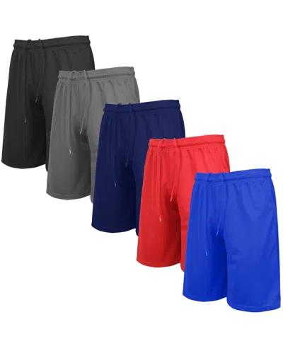 Galaxy By Harvic Men's 5-pack Lightweight Breathable Moisture Wicking Mesh Shorts In Multi