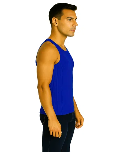 Galaxy By Harvic Men's Heavyweight Ribbed Tank Top In Blue