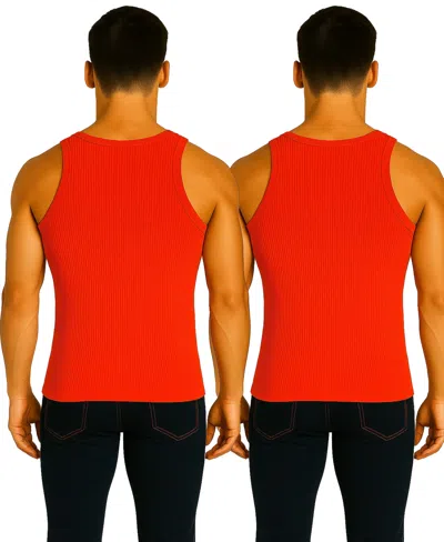 Galaxy By Harvic Men's 2-pack Heavyweight Ribbed Tank Top In Red
