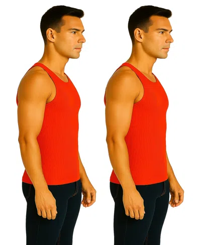 Galaxy By Harvic Men's 2-pack Heavyweight Ribbed Tank Top In Red