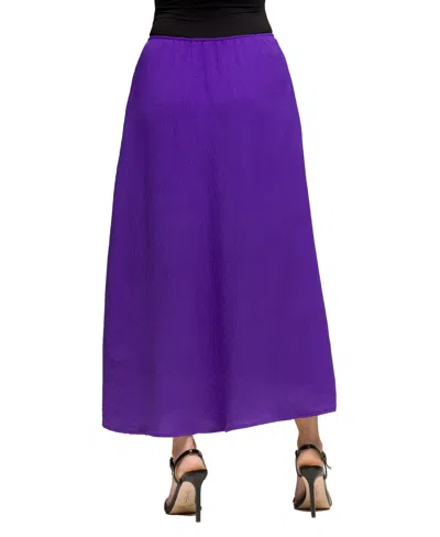 24seven Comfort Apparel Elastic Waist A-line Maxi Skirt In Purple