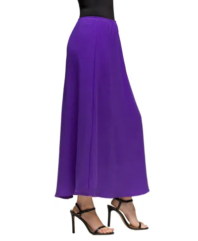 24seven Comfort Apparel Elastic Waist A-line Maxi Skirt In Purple