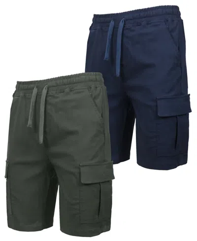 Galaxy By Harvic Men's 2-pack Super Flex Stretch Cargo Jogger Shorts In Blue
