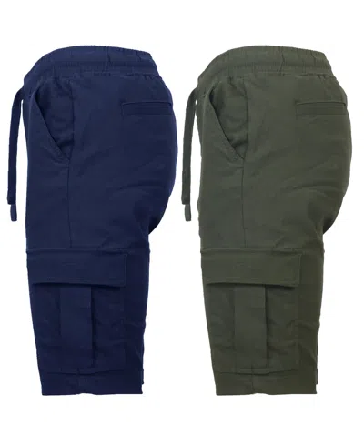 Galaxy By Harvic Men's 2-pack Super Flex Stretch Cargo Jogger Shorts In Blue