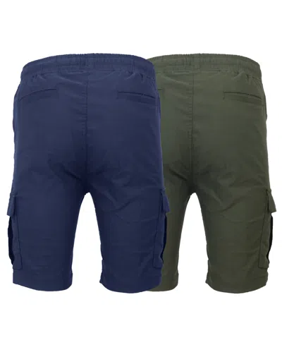 Galaxy By Harvic Men's 2-pack Super Flex Stretch Cargo Jogger Shorts In Blue