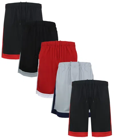 Galaxy By Harvic Men's 5-pack Lightweight Breathable Moisture Wicking Mesh Shorts In Multi