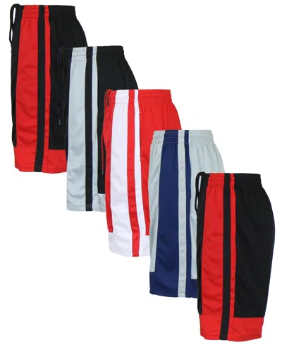 Galaxy By Harvic Men's 5-pack Lightweight Breathable Moisture Wicking Mesh Shorts In Multi