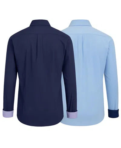 Galaxy By Harvic Men's 2-pack Slim Fit Solid Dress Shirt In Blue