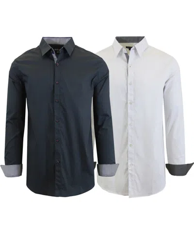 Galaxy By Harvic Men's 2-pack Slim Fit Solid Dress Shirt In Black