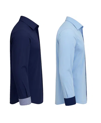 Galaxy By Harvic Men's 2-pack Slim Fit Solid Dress Shirt In Blue