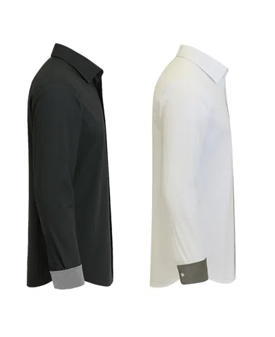 Galaxy By Harvic Men's 2-pack Slim Fit Solid Dress Shirt In Black
