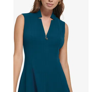 Calvin Klein Women's Sleeveless Scuba Crepe A-line Dress