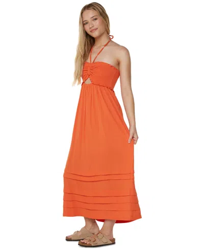 Roxy Saltwater Sweetness Convertible Maxi Dress In Orange