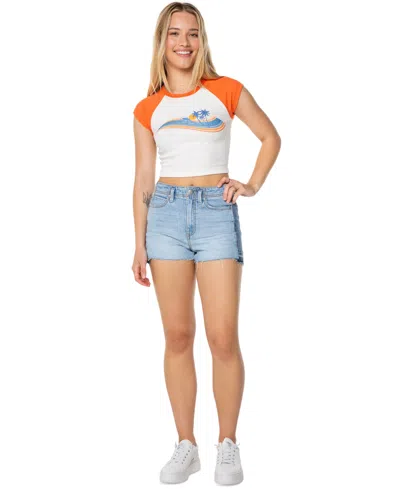 Roxy Juniors' Wave Stripe Cropped T-shirt