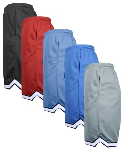 Galaxy By Harvic Men's 5-pack Lightweight Breathable Moisture Wicking Mesh Shorts In Multi