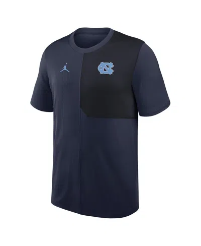 Jordan Men's Navy North Carolina Tar Heels 2025 Sideline Uv Performance Coach T-shirt In Blue