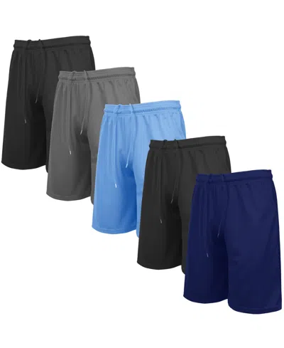 Galaxy By Harvic Men's 5-pack Lightweight Breathable Moisture Wicking Mesh Shorts In Multi