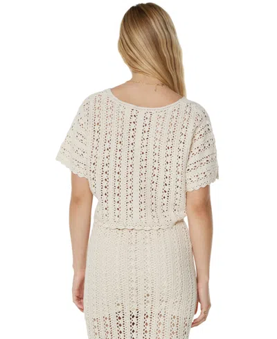 Roxy Sea Swirl Boxy Crochet Sweater In Neutral