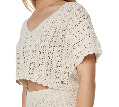 Roxy Sea Swirl Boxy Crochet Sweater In Neutral