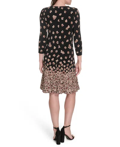 Tommy Hilfiger Petites Jersey Printed Shift Dress In Black