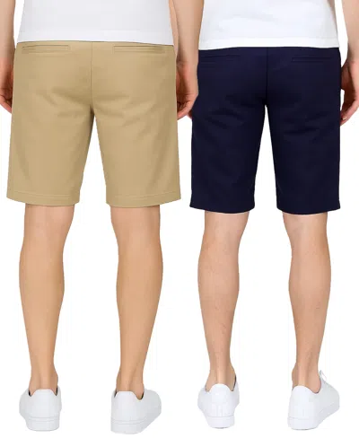 Galaxy By Harvic Galaxy Start Men's 2-pack Flex Stretch Chino Shorts In Blue