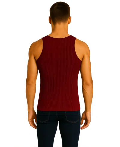 Galaxy By Harvic Men's Heavyweight Ribbed Tank Top In Burgundy