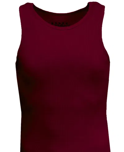 Galaxy By Harvic Men's Heavyweight Ribbed Tank Top In Burgundy