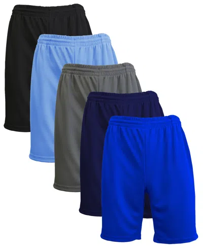Galaxy By Harvic Men's 5-pack Lightweight Breathable Moisture Wicking Mesh Shorts In Blue