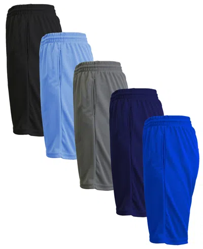 Galaxy By Harvic Men's 5-pack Lightweight Breathable Moisture Wicking Mesh Shorts In Blue