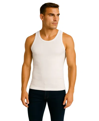 Galaxy By Harvic Men's Heavyweight Ribbed Tank Top In White