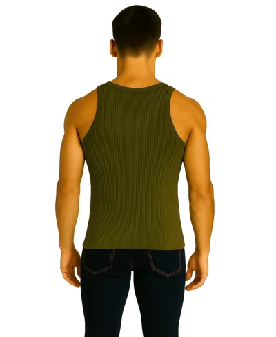 Galaxy By Harvic Men's Heavyweight Ribbed Tank Top In Green
