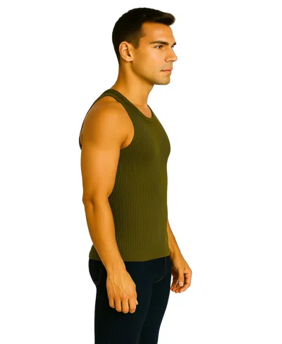 Galaxy By Harvic Men's Heavyweight Ribbed Tank Top In Green