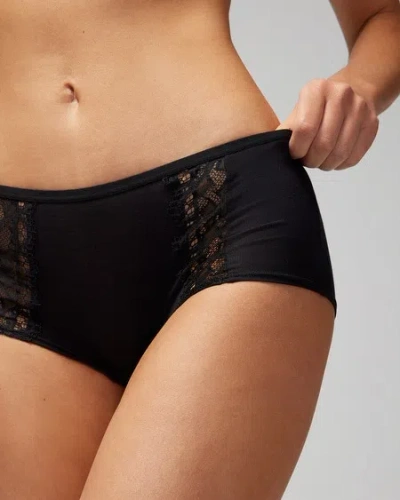 Soma Women's Embraceable Boyshort Panty With Lace In Black Size Xs |