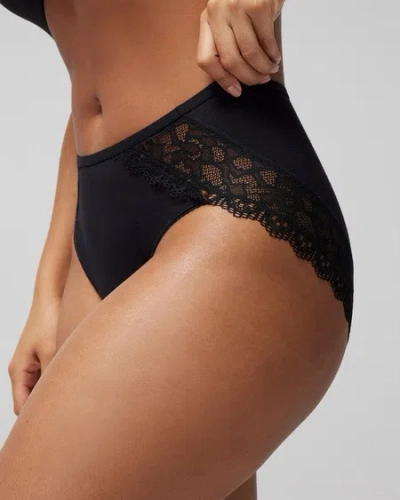 Soma Women's Embraceable High-leg Panty With Lace In Black Size Large |
