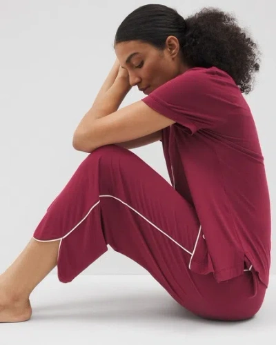 Soma Women's Cool Nights Piped Crop Pajama Pants In Solid Red Size Large |  Pajama Sets