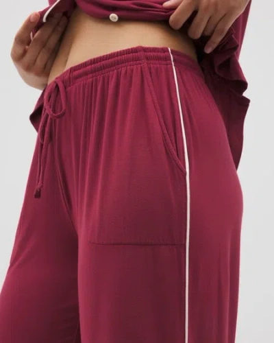 Soma Women's Cool Nights Piped Crop Pajama Pants In Solid Red Size Large |  Pajama Sets
