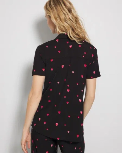 Soma Women's Cool Nights Short Sleeve Button Up Pajama Top In Black Size Xl |  Pajama Sets