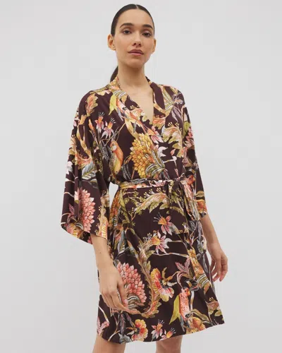 Soma Women's Cool Nights Short Robe In Brown Size Large/xl |